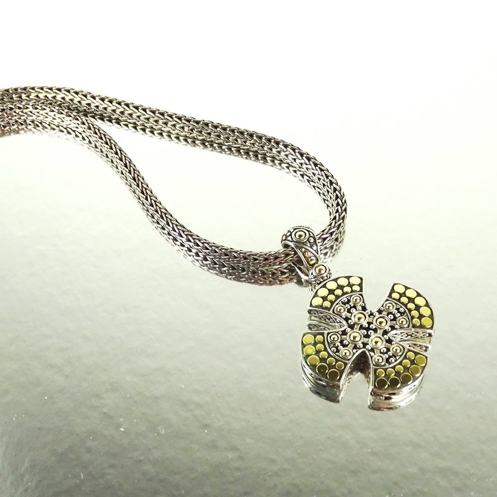 JOHN HARDY Sterling Silver 18K Gold Maltese Cross Removable Pendant Necklace